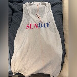 Sundry White Top with Orange Accents